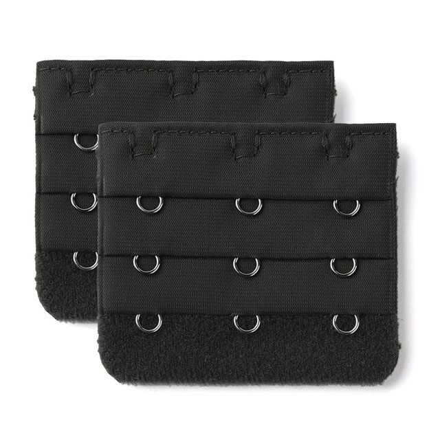 INSPIRE CHIC Rallonges de Soutien-Gorge pour Femmes à 3 Crochets et 3 Rangées en Noir, Dotées d'Un design Extensible avec Trois Rangées de Trois Crochets pour une Fixation Sécurisée. Fabriquées à Partir de Mélanges de Coton, de nylon et de Matériaux Métalliques, Ces Rallonges Mesurent 5,7 x 5 cm (2,25 x 2 Pouces) avec un Espacement de 1,3 cm (0,5 Pouces) entre les Crochets. Idéales pour Ajouter de l'Espace Supplémentaire aux Soutiens-Gorge pendant l'Allaitement