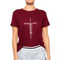 thumbnail image 3 of Women's Short Sleeve Jesus Letter Print Christian Tee Tops, 3 of 6