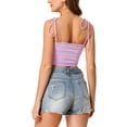thumbnail image 3 of INSPIRE CHIC Women's Striped Tie Spaghetti Straps Summer Cami Tube Tops L Multicolor Lavender, 3 of 6