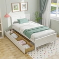 thumbnail image 2 of Gymax Twin Size Wooden Bed Frame w/ 2 Storage Drawers & Under-bed Storage White, 2 of 10