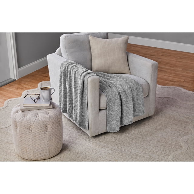 Mainstays Soft Silver Chenille Throw, 50" x 72"