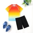 thumbnail image 2 of Splozh Boys' Rash Guard Swim Set Boys Rash Guard Swim Shirt Short Sleeve UPF+ 50 Sun Shirts for Kids Rashguard Set Red,6-7 Years, 2 of 6