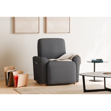 SmartFit Herringbone Stretch-to-Fit Fabric Recliner Slipcover, 4-Piece, Charcoal Gray