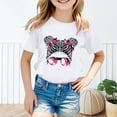 thumbnail image 2 of LUOGENLI T-Shirt pour Filles Enfant Filles Mignon Imprimé Graphique Col Rond Manche Courte Tee Été Décontracté Chemise Hauts Maxi Hauts Ensemble Boho Blanc 7-8 Ans, 2 of 5