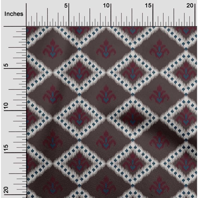 oneOone Polyester Lycra Fabric Argyle Ikat Printed Fabric 1 Yard 56 Inch Wide