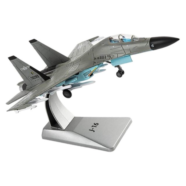 Maquette d'Avion de Chasse J-16 Réaliste à l'Échelle 1/100 en Métal Moulé sous Pression avec Support d'Exposition pour Avion de Chasse