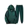 thumbnail image 1 of Innerwin Hoodies And Sweatpant Set Solid Color Mens Tracksuit Winter Hooded Warm 2 Piece Hoodie Green 2XL, 1 of 2