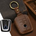 thumbnail image 1 of 1pc Blue/Brown Leather Remote Car Key Fob Case Cover Holder Shell For Bmw I3 I8 2014+ Keyless Delicate Keys Protector, 1 of 9