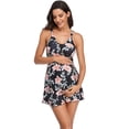 thumbnail image 3 of Pisexur Maillot de Bain de Maternité pour Femmes Grande Taille Maternité Grossesse Boho à Imprimé Floral Deux Pièces Robe de Bain Hauts avec Shorts Jupe Paréo Maillot de Bain Tankini Maillot de Bain, 3 of 6
