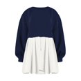 thumbnail image 4 of Womens Oversized Sweatshirt Dress Long Flowy Patchwork Pullover Tops Cute Drop Shoulder Sweatshirts Fall Long Sleeve Mini Dress Teen Girls Crewneck Solid Tunic Pleated Loose Clothing Beig, 4 of 5