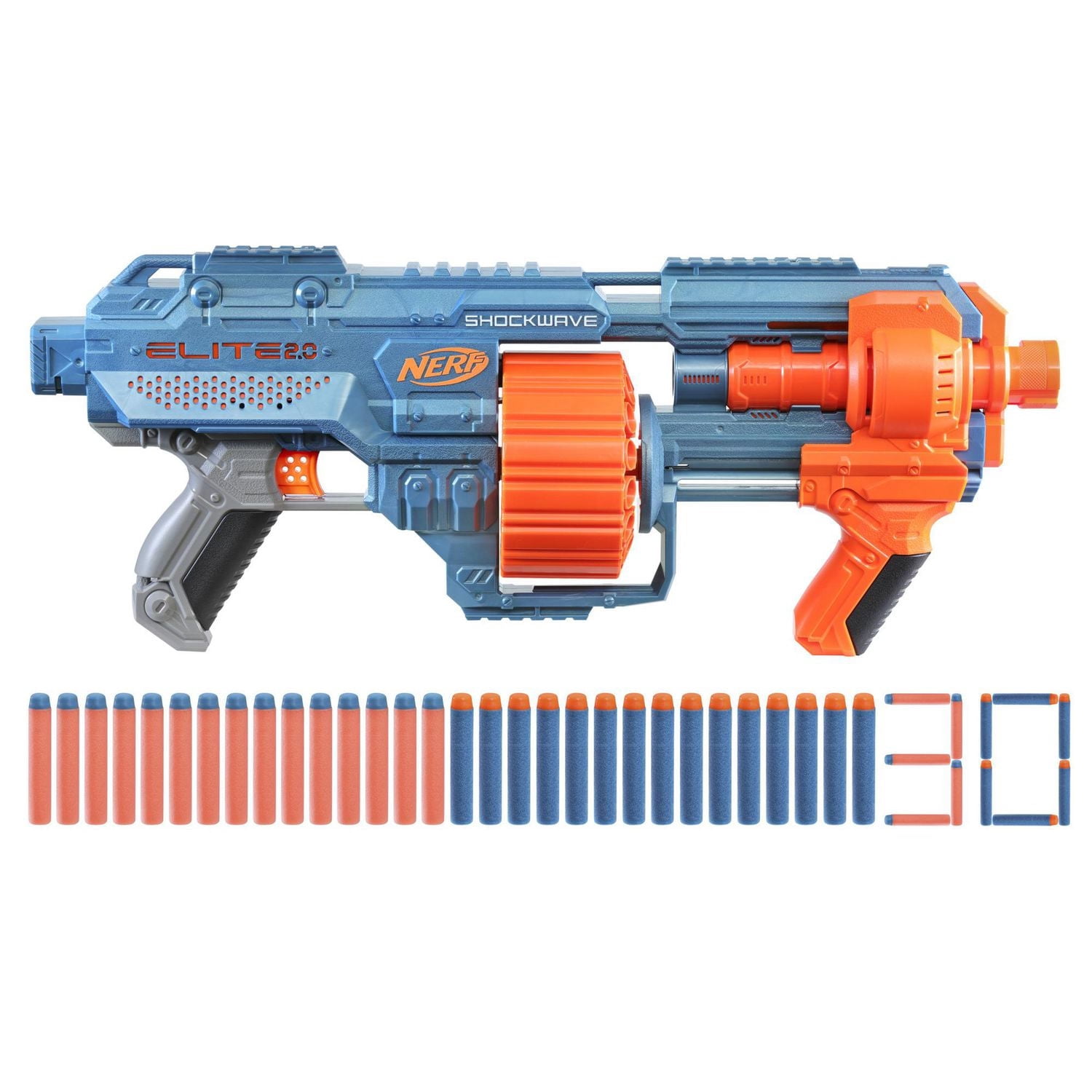 Nerf Elite 2.0 Shockwave RD-15 Blaster, 30 Nerf Darts, 15-Dart