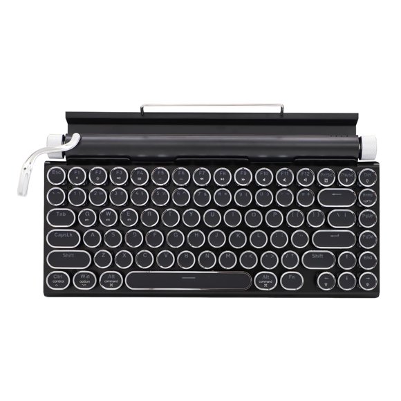 Clavier pour Machine à Écrire, Touches Rondes/rétroéclairé Blanc/clavier Compact à Disposition 75 % pour Windows/Mac/PC/ordinateur Portable (Noir)