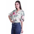 thumbnail image 3 of Moomaya Hauts Cache-Cœur pour Femmes Imprimés Taille Élastique Manches Boxy Blouse Cache-Cœur Décontractée, 3 of 4