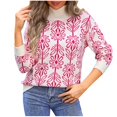 thumbnail image 1 of Rbaofujie Chandails Mignons pour Femmes Chandail Tricoté à Rayures Patchwork avec Manches Longues Col Rond Hauts de Chandail Rose Vif Chandails Mignons pour Femmes, 1 of 9
