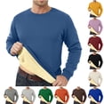 thumbnail image 1 of Yuyuzo Mens Crewneck Sweatshirts Fleece Sherpa Lined Pullover Tops Winter Warm Basic Thick Solid Color Sweat Shirts, 1 of 6