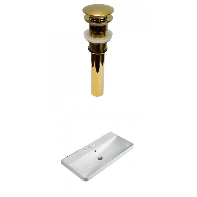 American Imaginations 31.89-in. W 3H4-in. Ceramic Top Set In White Color - Overflow Drain Incl. AI-30772