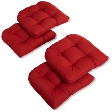 19-inch U-Shaped Spun Polyester Outdoor Tufted Dining Chair Cushions (Set of 4) - Papprika