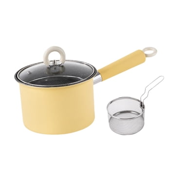 veasfak Deep Frying Pot Cooking Pot Fryer for Kitchen Camping Japanese Tempura Chips Yellow