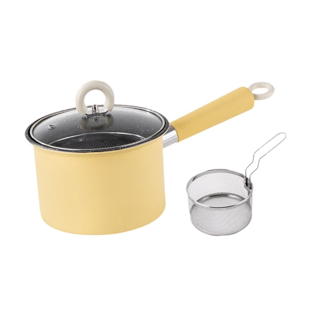 Siruishop Deep Frying Pot Cooking Pot Fryer for Kitchen Camping Japanese Tempura Chips Yellow