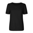 thumbnail image 3 of Meichang T-Shirts en Dentelle pour Femmes Col Ras du Cou T-Shirts Hauts Mode d'Été Vêtements Décontractés T-Shirt à Manches Courtes Ample Col Ras du Cou T-Shirts Bohèmes, 3 of 4
