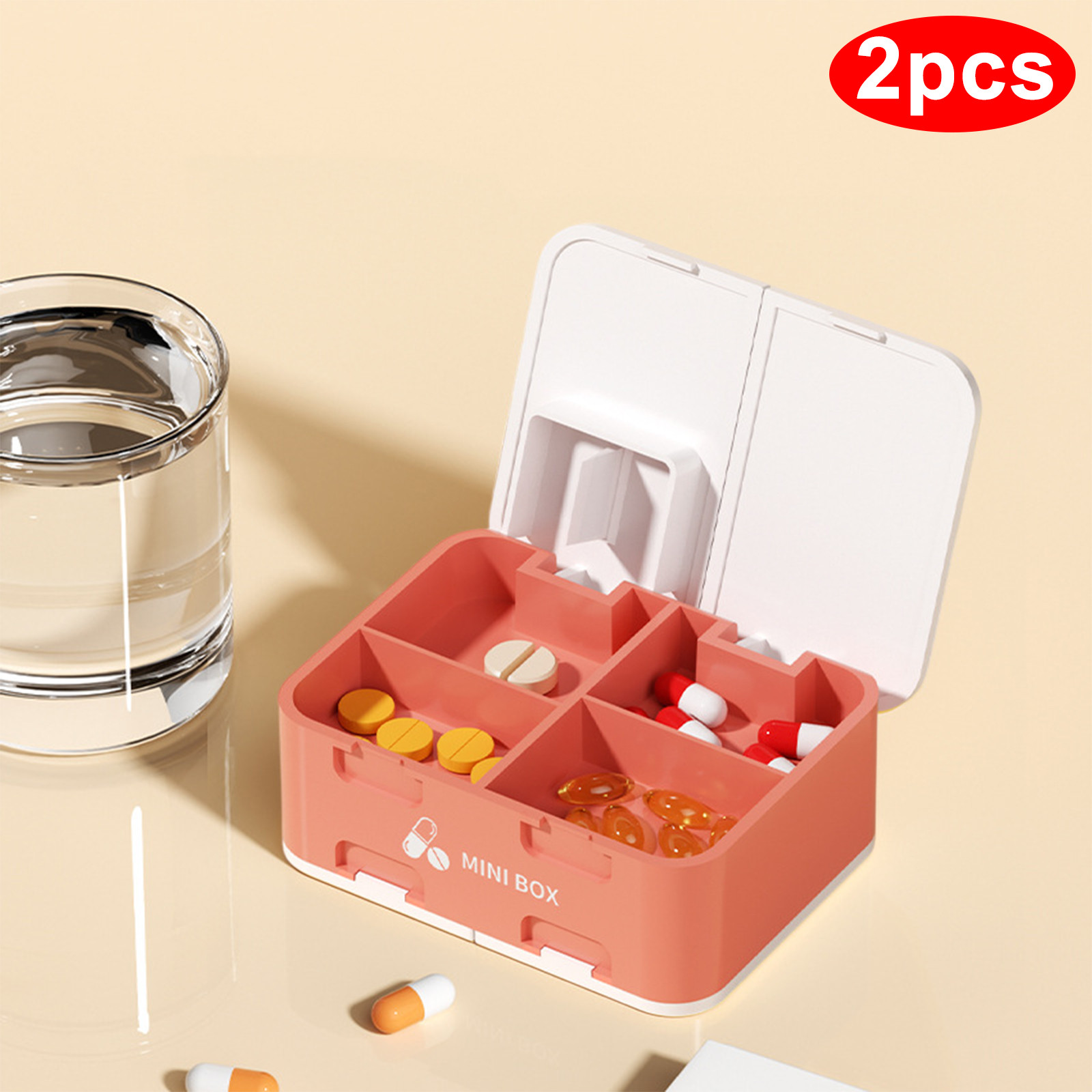 TIMIFIS Pill Organizer, Double Layer Cutter Subpackages Mini Medicines Box Small Box with 7 Day Charge Sealed Storage Box with Pills Box Medicine Bottle Organizer