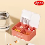 TIMIFIS Pill Organizer, Double Layer Cutter Subpackages Mini Medicines Box Small Box with 7 Day Charge Sealed Storage Box with Pills Box Medicine Bottle Organizer