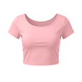 thumbnail image 1 of VSSSJ Hauts Courts pour Femmes Manches Courtes Col Rond Extensible Chandail Décontracté Ajusté Uni Confortable Été Basique T-Shirts Courts Kaki Taille Unique, 1 of 5