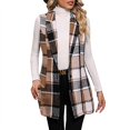 thumbnail image 1 of Bmisegm Gilet à Carreaux pour Femme Manteau Décontracté Col à Revers Boutonné devant Veste Sans Manches Manteau d'Extérieur Manteaux pour Femmes Brun m, 1 of 7