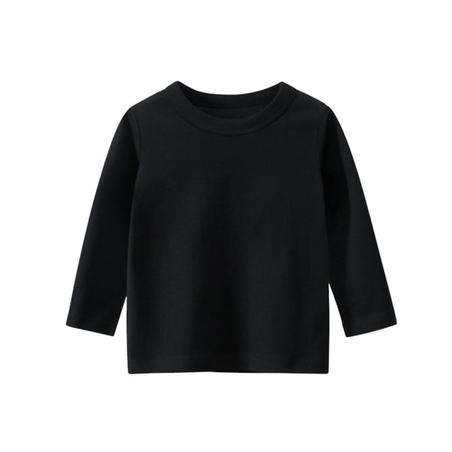 MIASHUI Kids Tops Toddler Girls Boys Basic Tee Long Sleeve Solid Color Undershirt,Black,2-3 Years