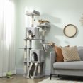 thumbnail image 2 of PawHut 70" Cat Tree, Multi-Level Cat Tower with 2 Condos, Light Grey, 2 of 10