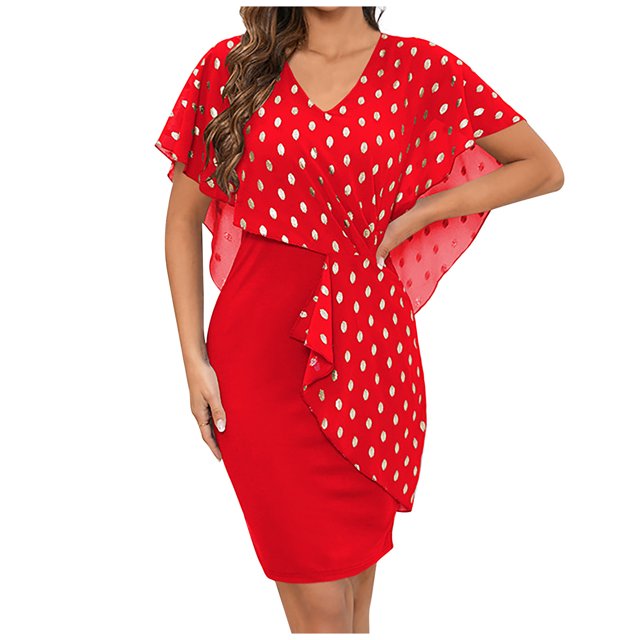 Birdeem Womens Summer Comfortable, Gentle, Flowering, Gold Plated Dotted Chiffon Dress
