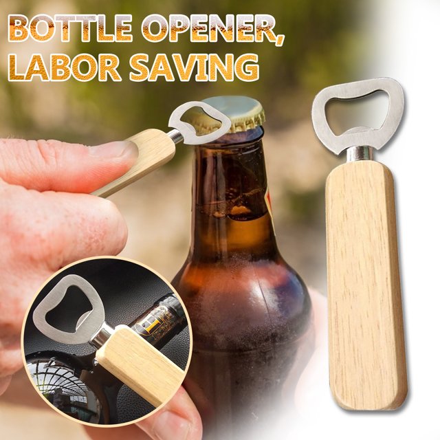 LSLJS Ouvre-Bouteille de Bière Poignée en Bois Massif Acier Inoxydable 420 Ouvre-Bouteille Durable, Ouvre-Bouteilles