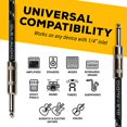 thumbnail image 4 of GLS Audio Instrument Cable - 1/4 Inch TS to 1/4 Inch Instrument Cable for Bass/Electric Guitar- Black/Grey Braided Tweed, 10ft, 4 of 6