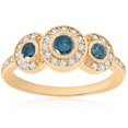 thumbnail image 1 of Diamants Bleus Trois Pierres 3/4 Ct en Or Jaune 14 K, 1 of 2