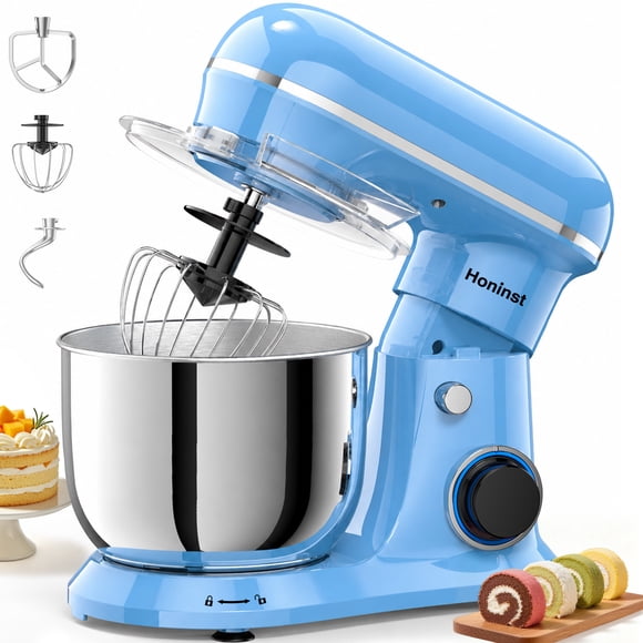 Honinst Robot Pâtissier, 4 Pintes, 10+ Vitesses, Tête Inclinable, Robot Culinaire 3 en 1 avec Crochet Pétrisseur, Fouet, Batteur et Bol, Idéal pour la Plupart des Cuisiniers Amateurs.