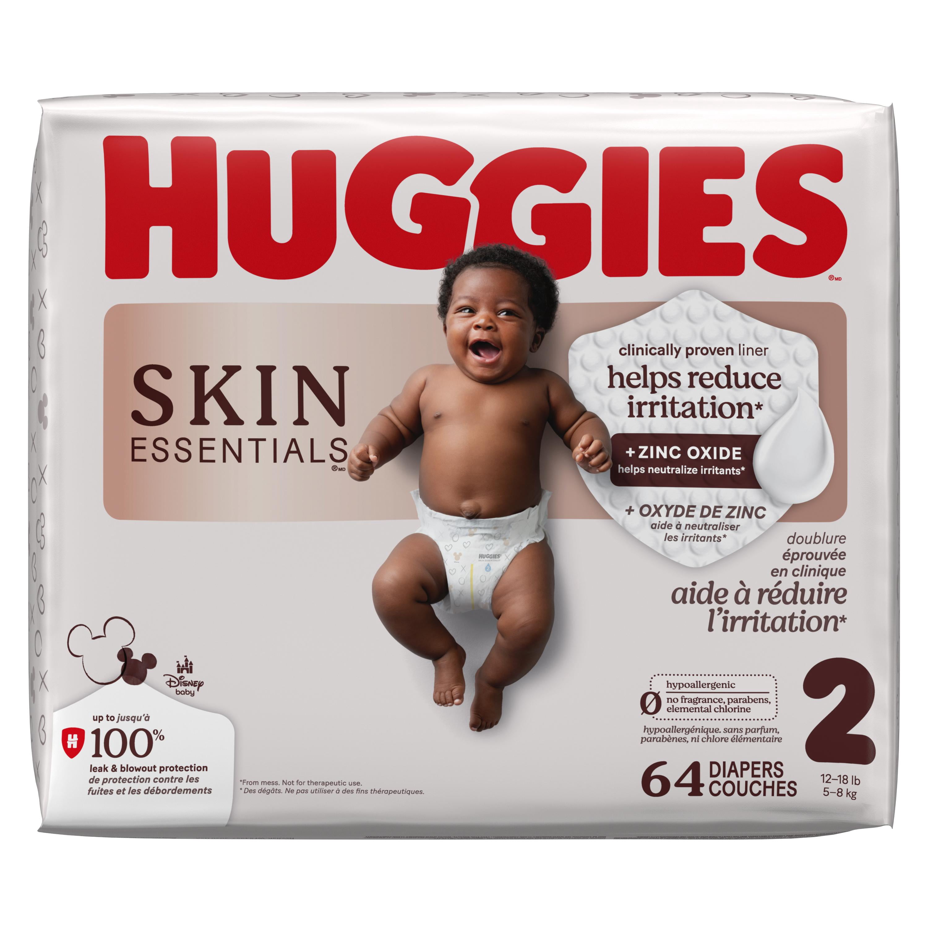 Couches pour bébé Huggies Skin Essentials, taille 2 (12 à 18 lb), 192 couches