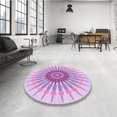 thumbnail image 4 of Ahgly Company Tapis de Zone Rond Transitionnel Violet pour Intérieur Lavable à la Machine, 3 Pieds Rond, 4 of 7