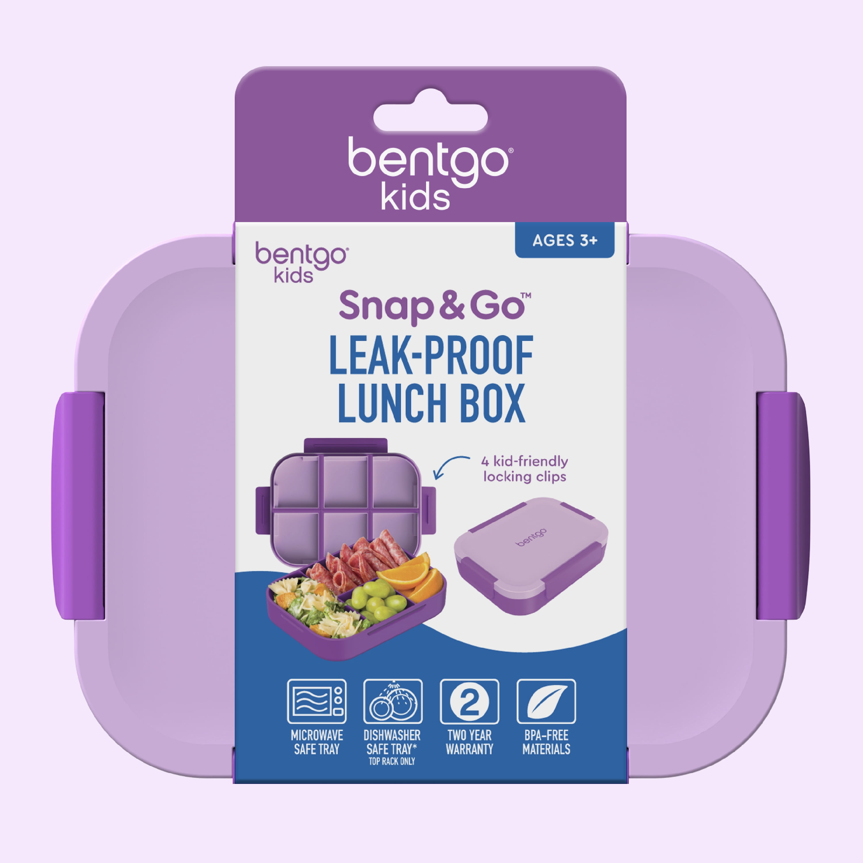 Bentgo Kids Snap & Go Leak-Proof Lunch Box - Purple