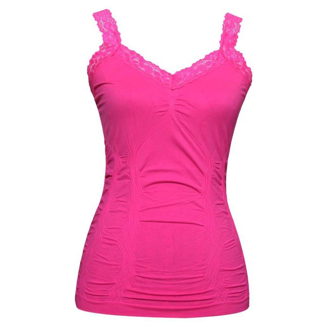 Womens Lace Trim Camisoles - Neon Pink