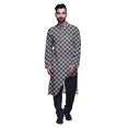 thumbnail image 1 of Atasi Ensemble Kurta-Pyjama Long Asymétrique Imprimé pour Hommes Tenue de Fête Vêtements, 1 of 4