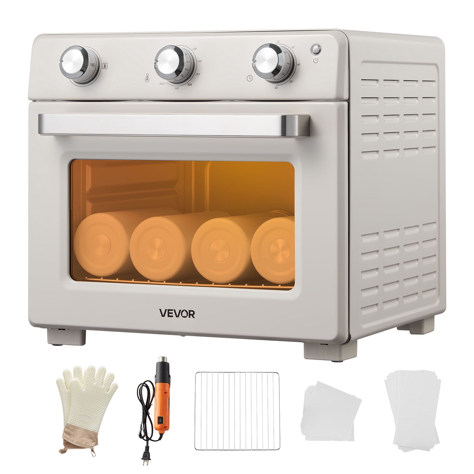 VEVOR Sublimation Oven Machine, 26 Qt, Fits 40oz Tumblers, with 1 Heat Air Gun, 50 Shrink Films, 1 Tape and 2 Heat Gloves