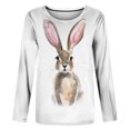 thumbnail image 4 of Hauts d'Été pour Femmes, Imprimé Animal Original, Col Rond, Manches Longues, Hauts Décontractés, Blouse, Hauts à Manches 3/4 pour Femmes en Liquidation, 4 of 5
