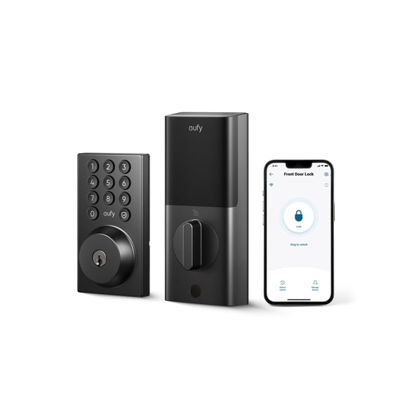 eufy Serrure Intelligente C30, Serrure de Porte Sans Clé, Pêne Dormant Wi-Fi Intégré, Serrure Intelligente pour Porte d'Entrée, Aucun Pont Requis, Installation Facile, Télécommande via Application, Verrouillage Automatique
