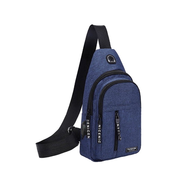 Sac Bandoulière, Sac Bandoulière Sac à Dos avec Trou Usb avec Trou pour Écouteurs Sac à Dos de Randonnée Sac Bandoulière Multifonction Sac de Poitrine, Sac à Dos avec Port de Charge Usb