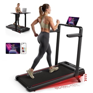 RHYTHM FUN Pad de marche avec Incline, tapis de marche pliable avec poignée, pas d'assemblage requis & 300 Capacité d'accueil & Bureau