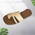 thumbnail image 2 of Sandales à Enfiler pour Femmes, Chaussures de Plage Plates avec Tige en Cuir, Semelle Intérieure Coussinée, Design Uni, Port Décontracté Extérieur Intérieur, Taille 35, 2 of 3