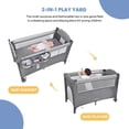 thumbnail image 2 of 4 in 1 Foldable Baby Playard, Foldable Baby Bassinet Beside Sleeper with Diaper Changing Table and Side Door Design, Grey, 2 of 10