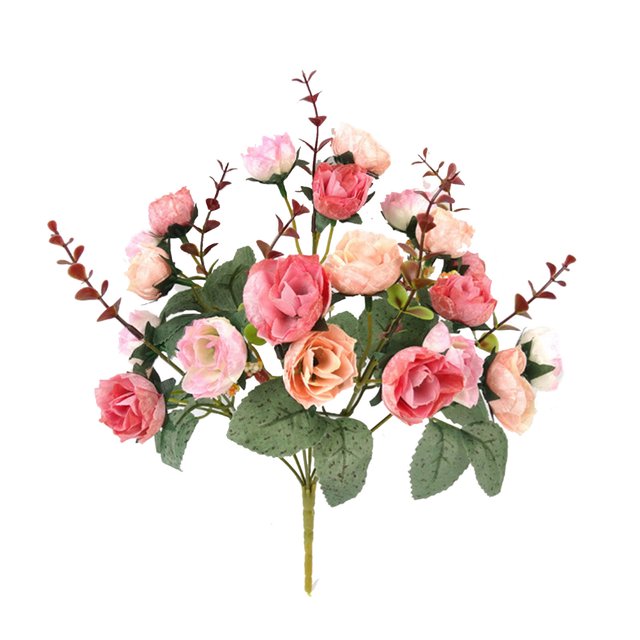 DPTALR Artificial Rose Bouquet Consisting 7 Branches 21 Roses Silk Decorative Bouquet