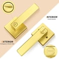 thumbnail image 2 of Polished Chrome Door Handles Interior Square Privacy Door Levers Door Handles Interior Door Lock for Bedroom and Bathroom Reversible for Right/Left Side Doors, 2 of 7