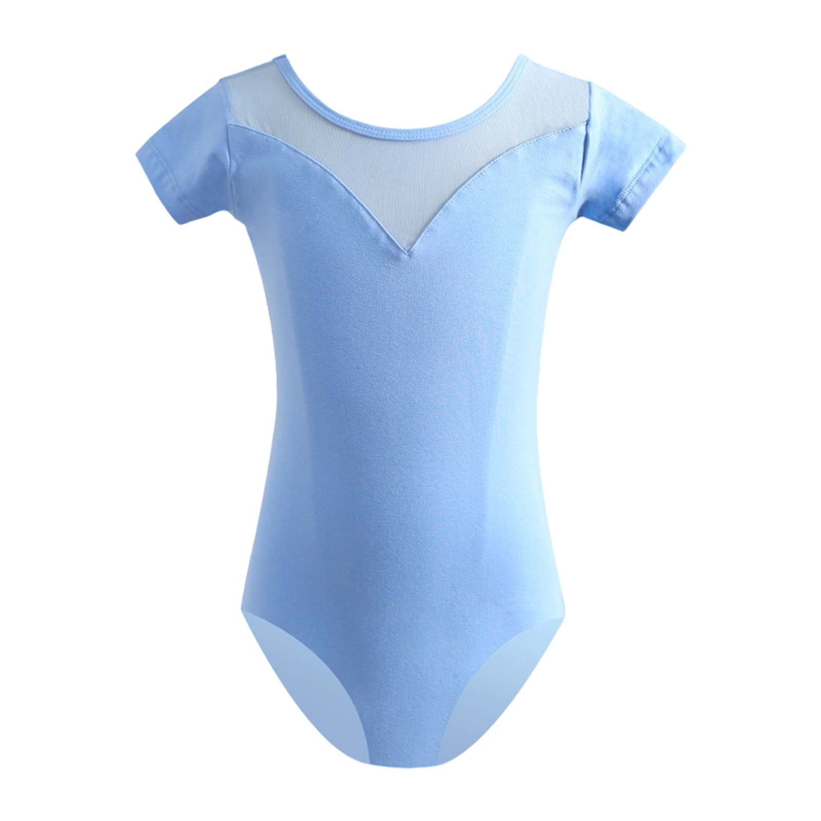 WEIYLL Robes Filles Été Danse Performance Manches Courtes Justaucorps Triangle Uni Bleu Vêtements 11-12 Ans